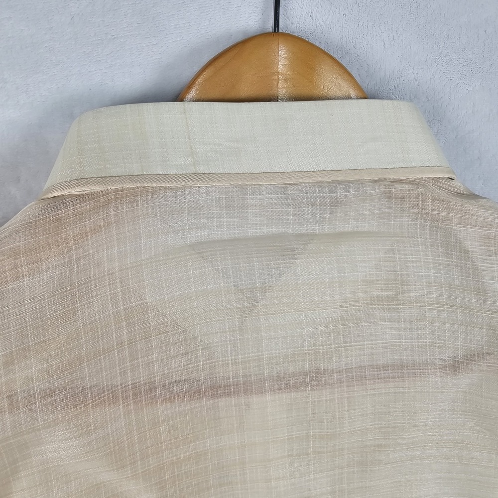 Barong Tagalog Filipino Formal Dress Shirt Men L 44" Sheer Embroidered Button Up - Picture 11 of 11
